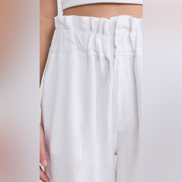 Posse Women’s White 100%Linen Paperbag Waist Wide Leg Pants Size S Summer Casual - Picture 15 of 15